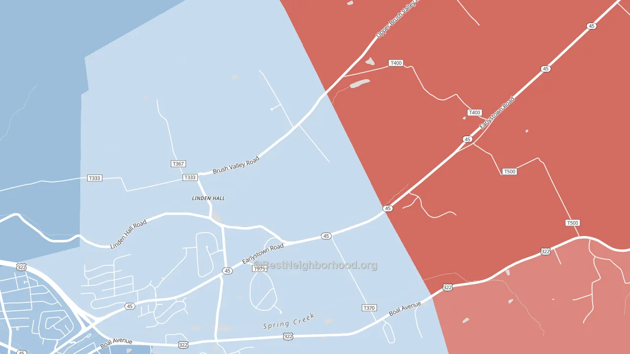 Linden Hall, PA block-group political-lean map