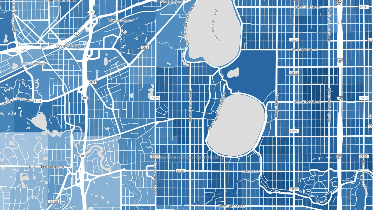 Linden Hills, Minneapolis, MN block-group political-lean map