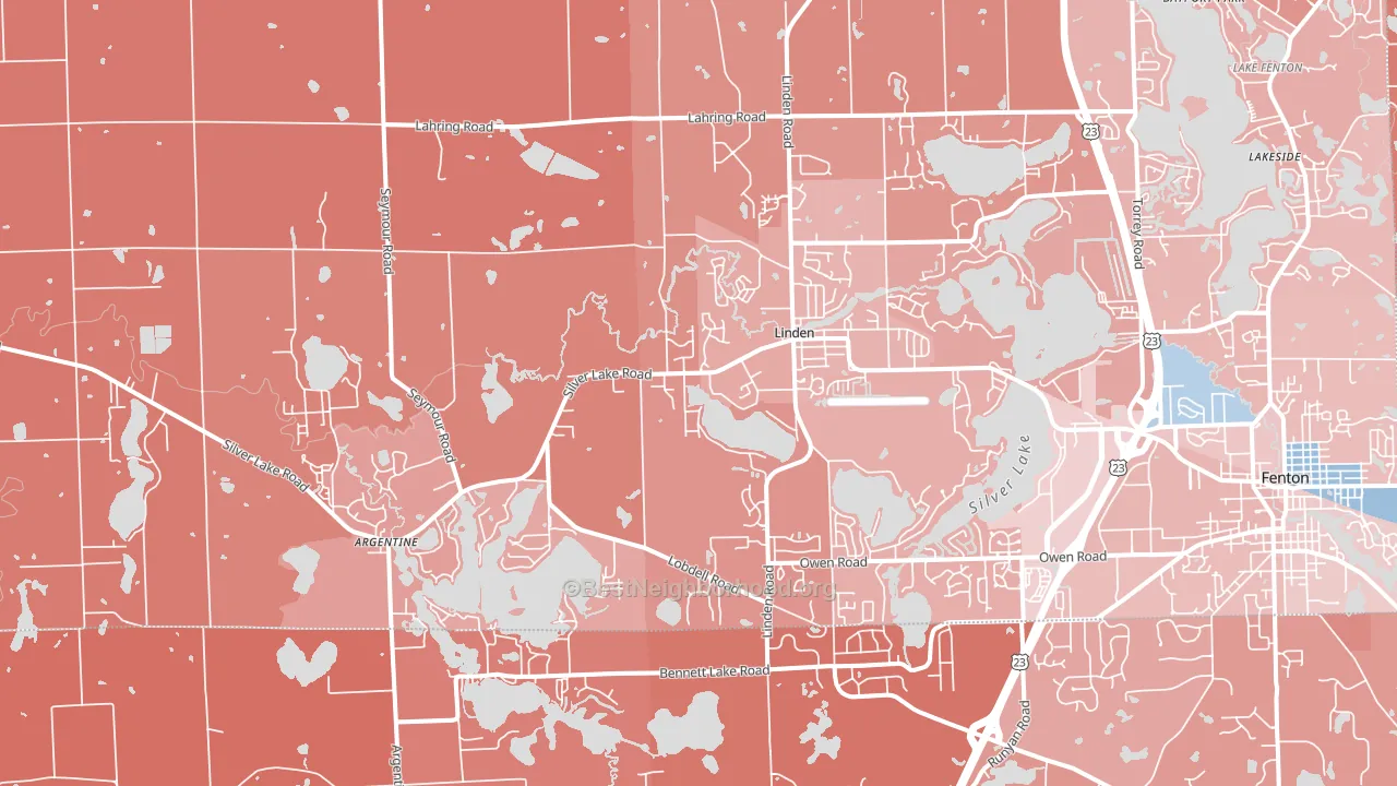 Linden, MI block-group political-lean map