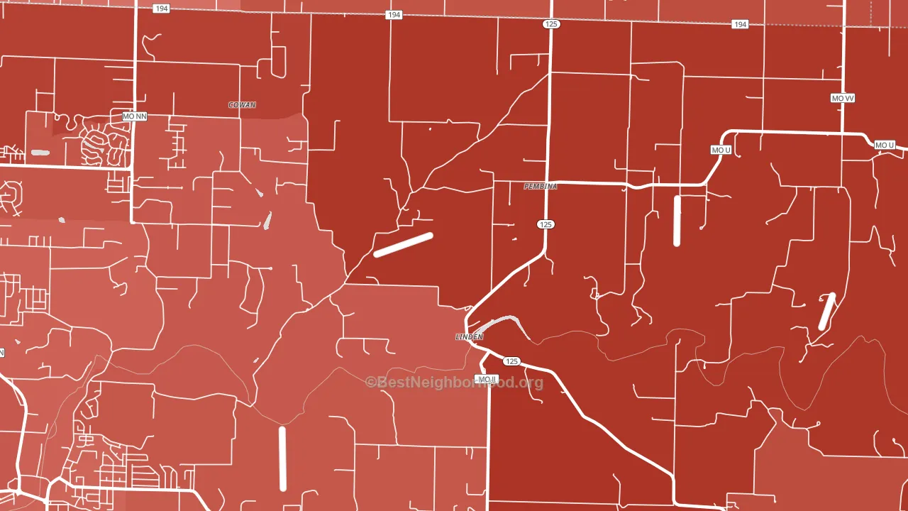 Linden, MO block-group political-lean map