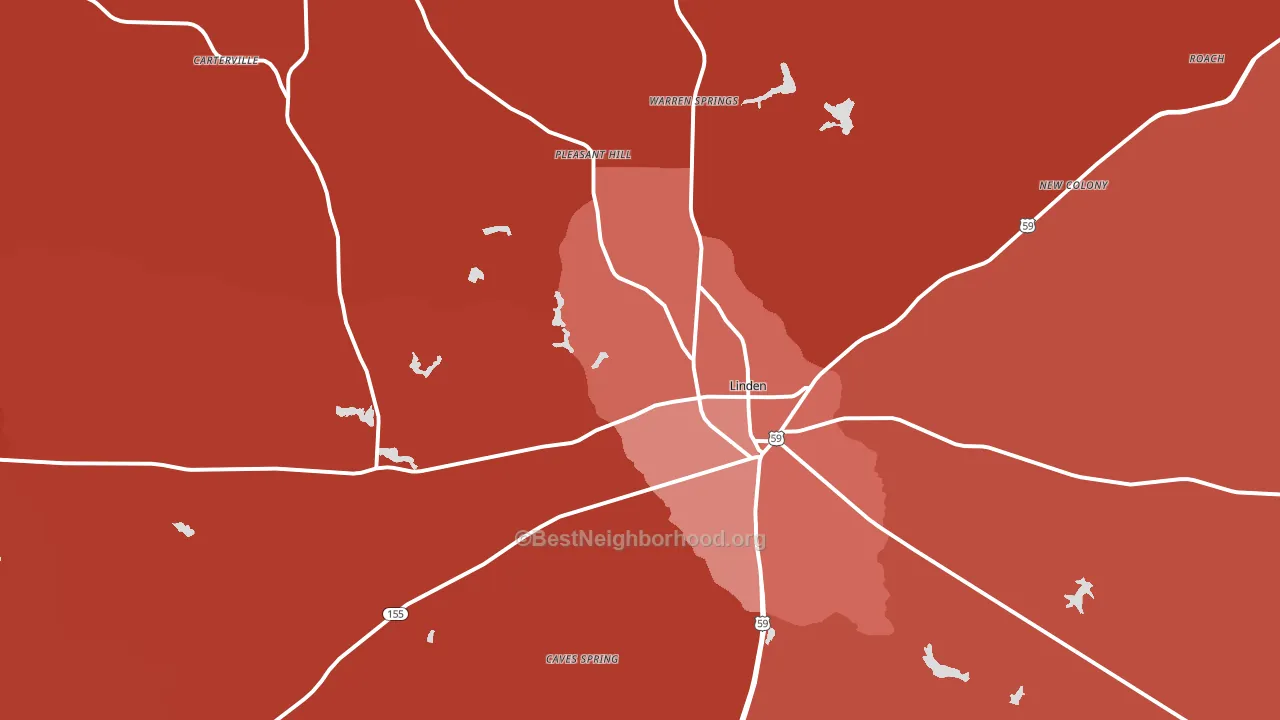 Linden, TX block-group political-lean map