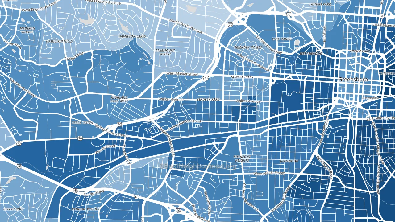 Lindley Park, Greensboro, NC block-group political-lean map