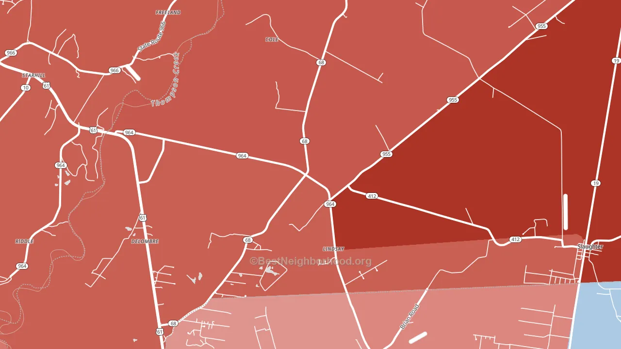 Lindsay, LA block-group political-lean map