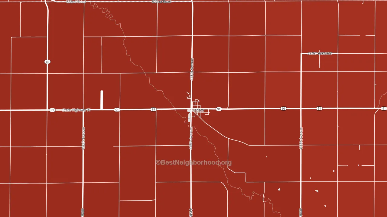 Lindsay, NE block-group political-lean map