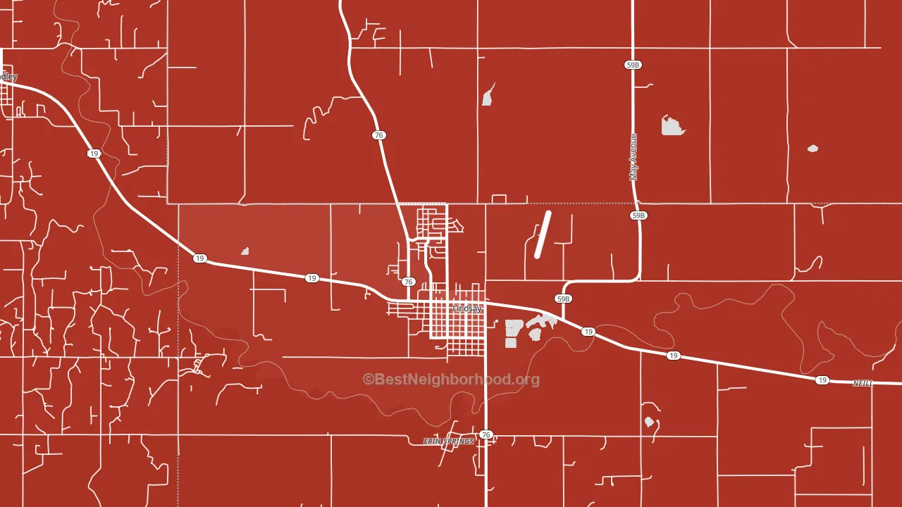 Lindsay, OK block-group political-lean map
