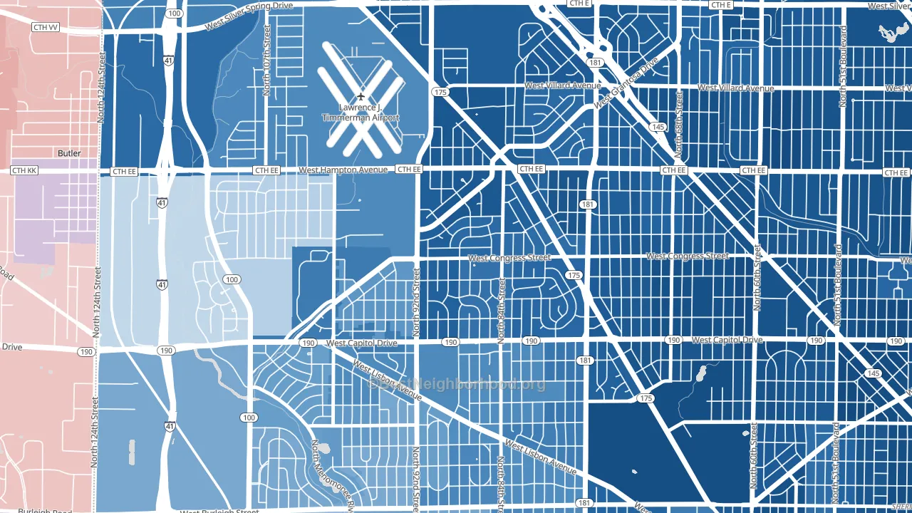 Lindsay Park, Milwaukee, WI block-group political-lean map