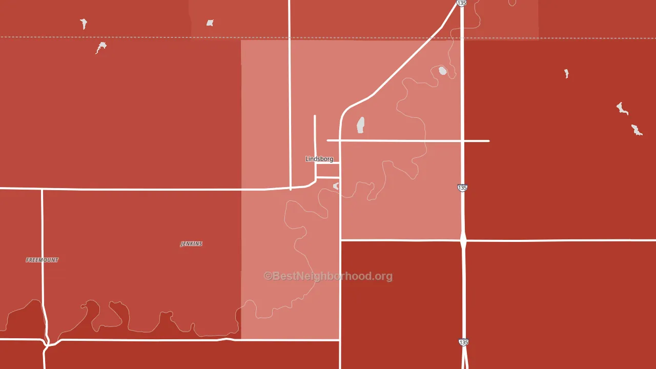 Lindsborg, KS block-group political-lean map