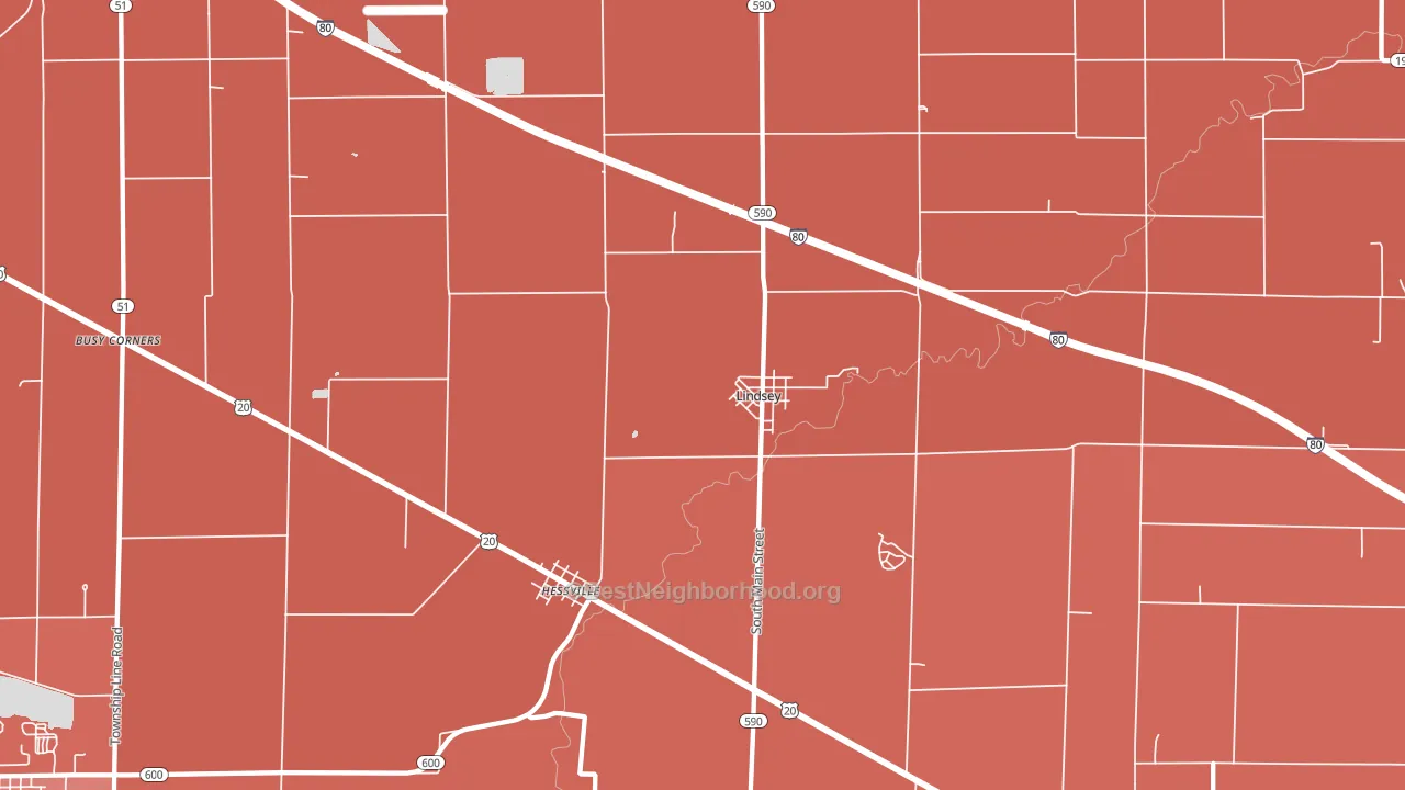Lindsey, OH block-group political-lean map