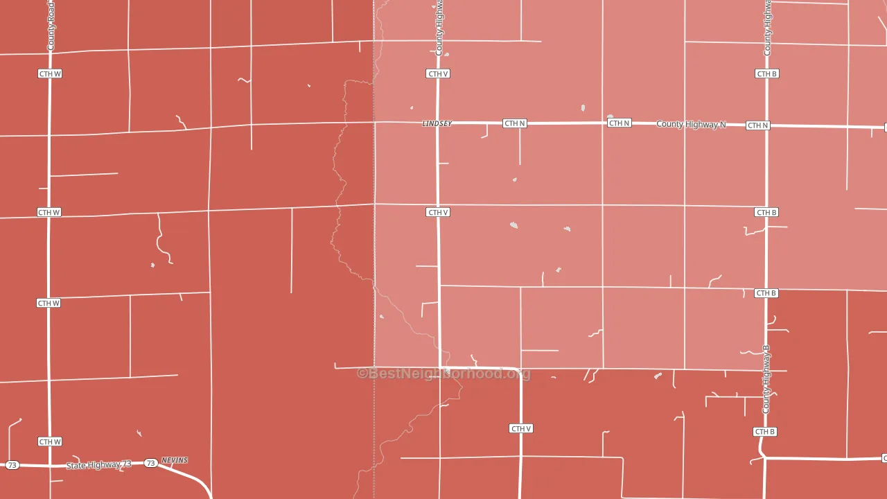 Lindsey, WI block-group political-lean map