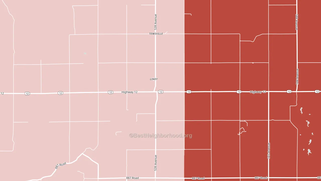 Lindy, NE block-group political-lean map
