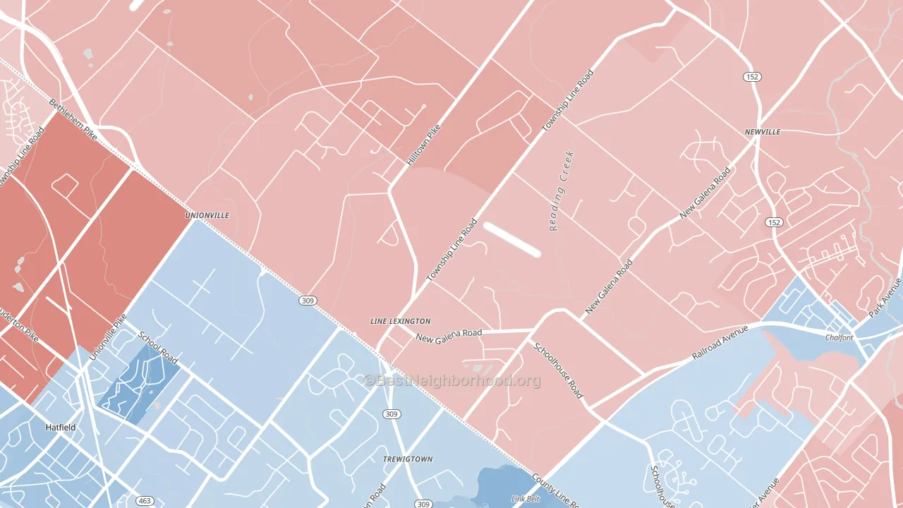 Line Lexington, PA block-group political-lean map