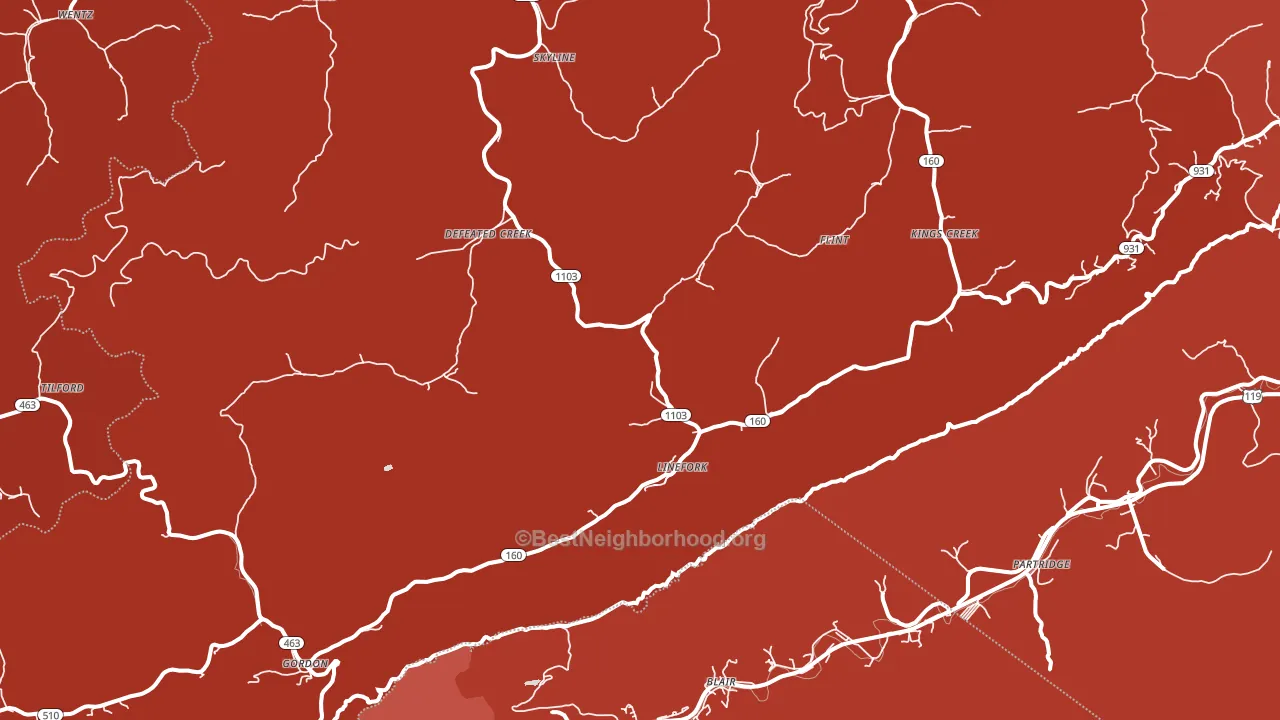 Linefork, KY block-group political-lean map