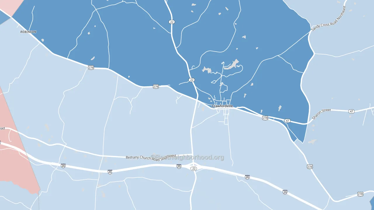 Linesville, GA block-group political-lean map