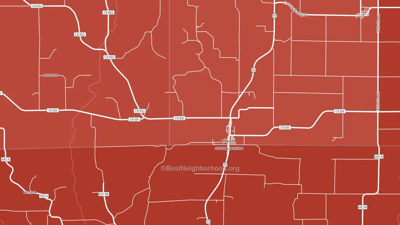 Lineville, IA block-group political-lean map