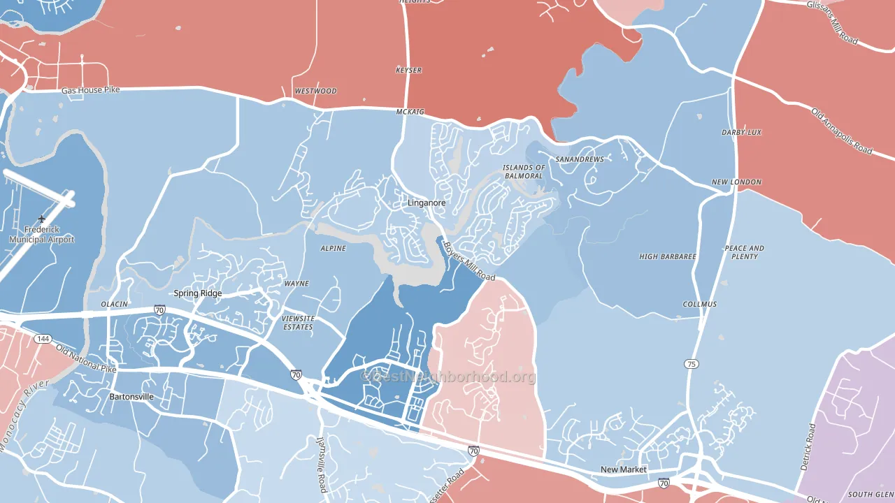 Linganore, MD block-group political-lean map