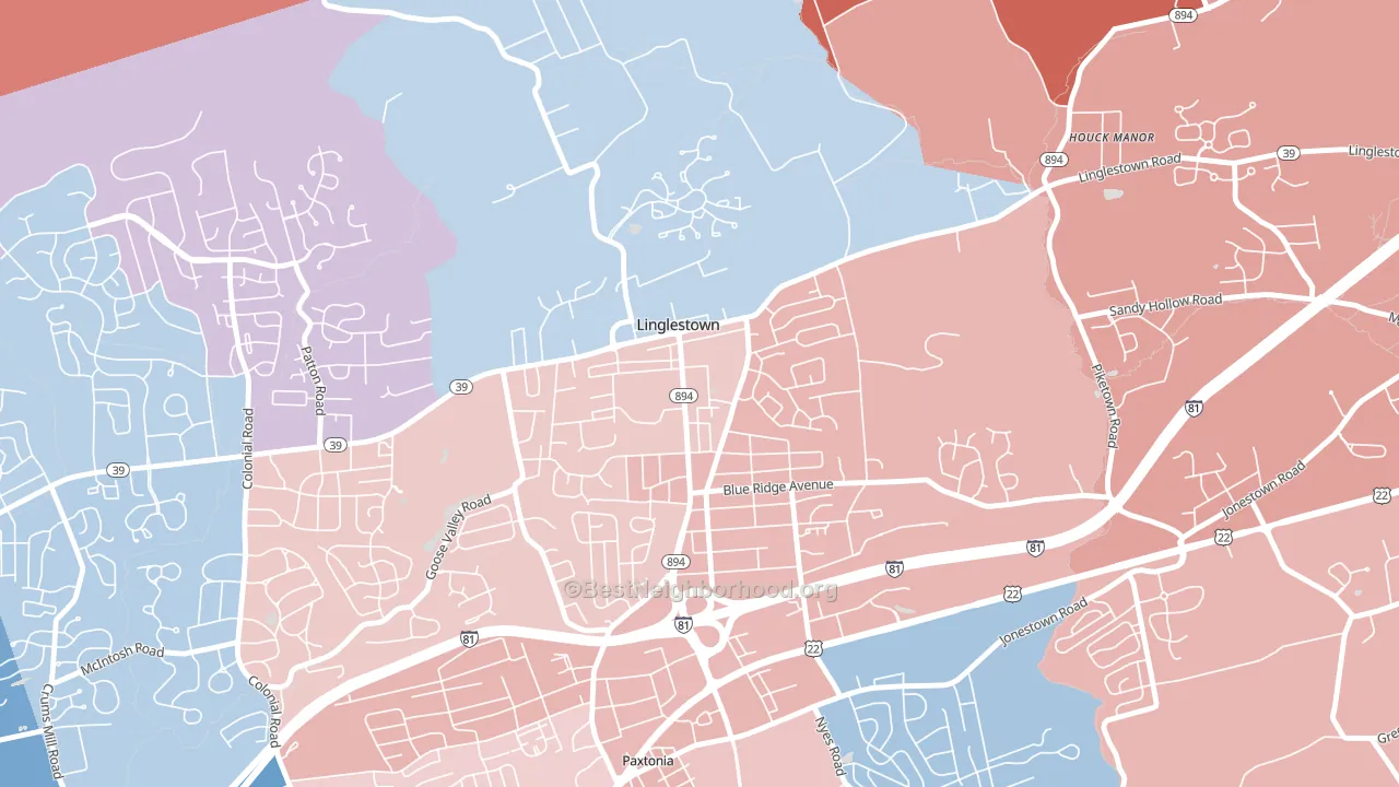 Linglestown, PA block-group political-lean map