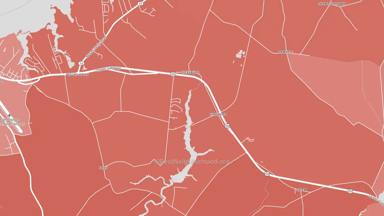 Linkwood, MD block-group political-lean map