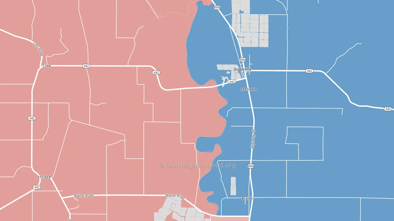 Linn, MS block-group political-lean map