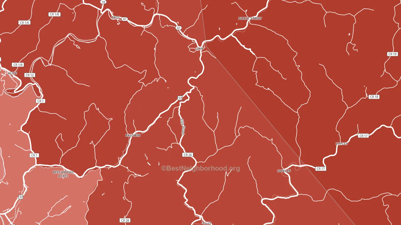 Linn, WV block-group political-lean map