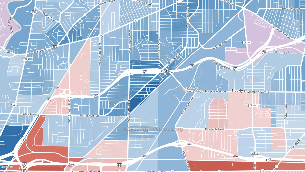 Linndale, OH block-group political-lean map