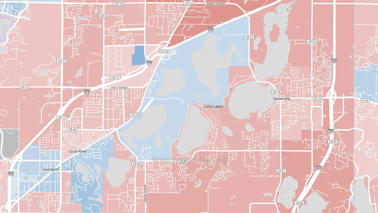 Lino Lakes, MN block-group political-lean map