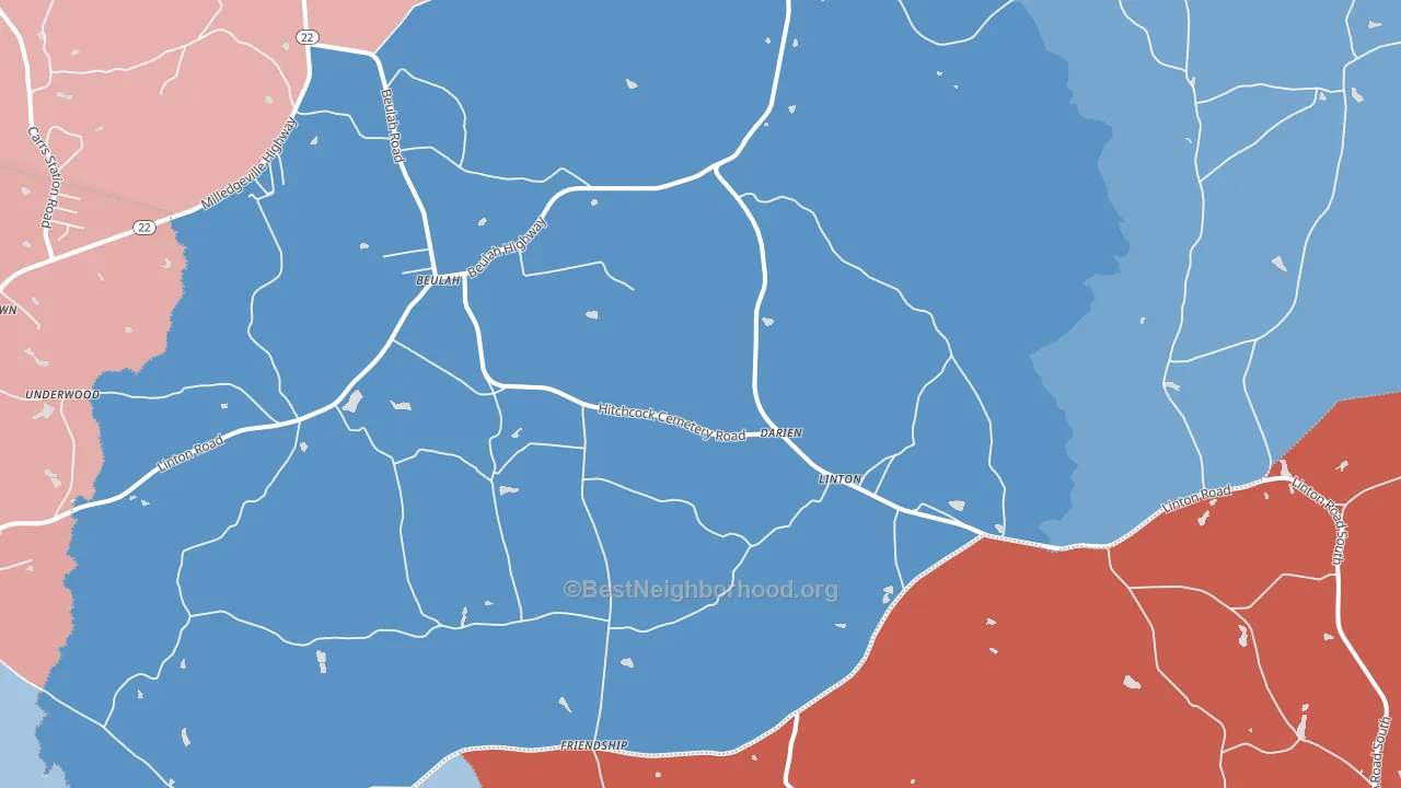 Linton, GA block-group political-lean map