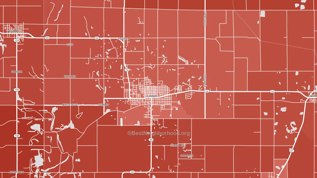 Linton, IN block-group political-lean map