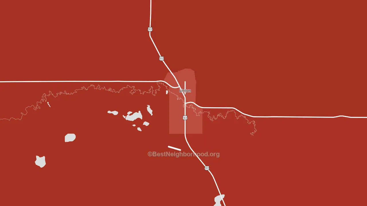 Linton, ND block-group political-lean map