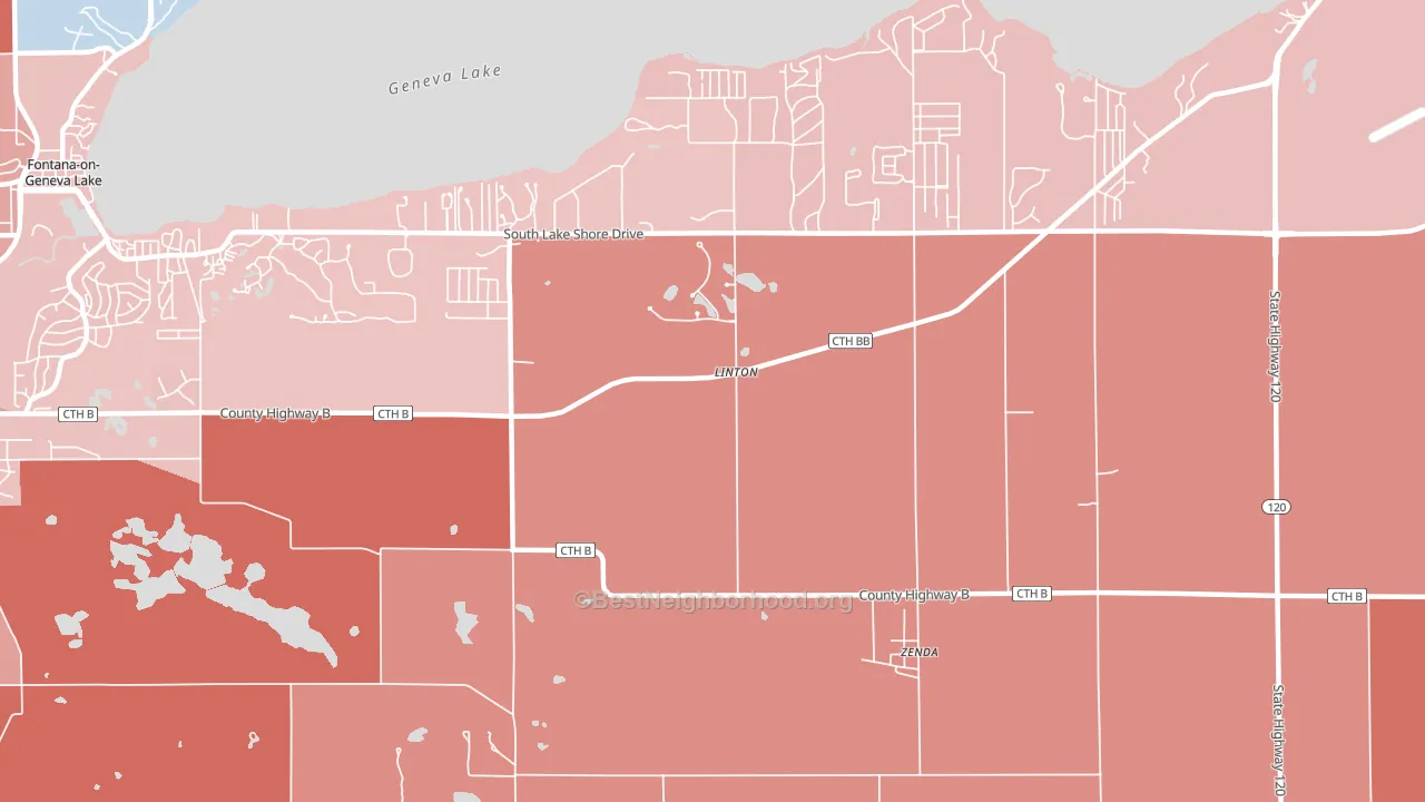 Linton, WI block-group political-lean map