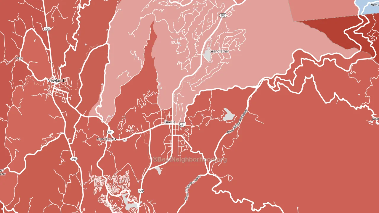 Linville, NC block-group political-lean map