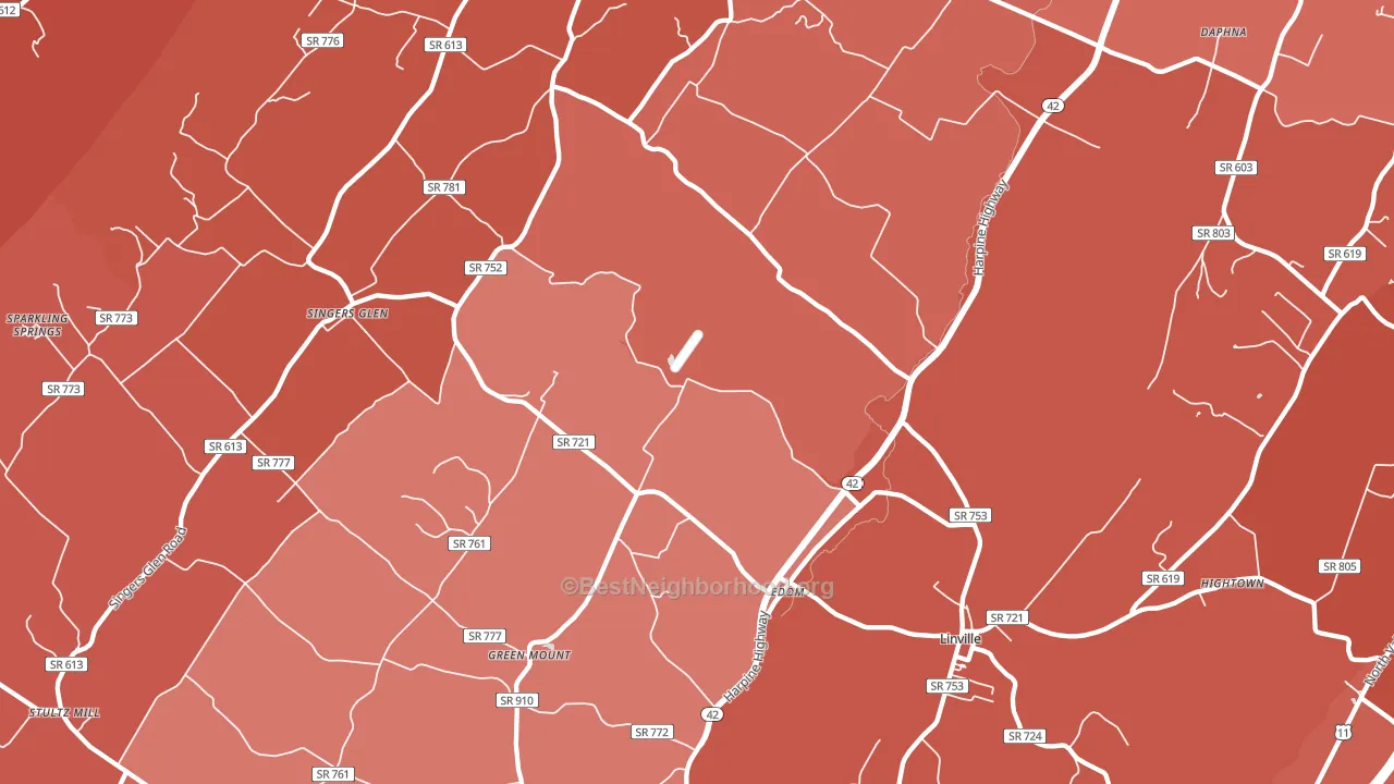 Linville, VA block-group political-lean map