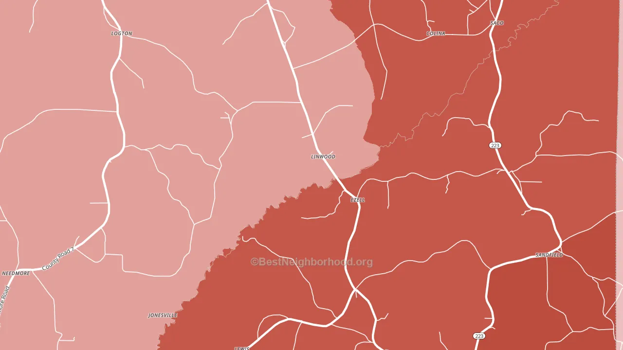 Linwood, AL block-group political-lean map