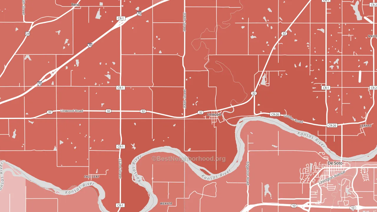 Linwood, KS block-group political-lean map