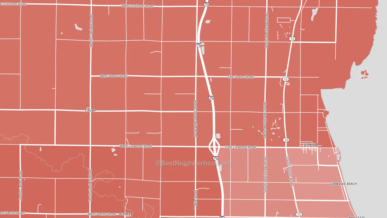 Linwood, MI block-group political-lean map