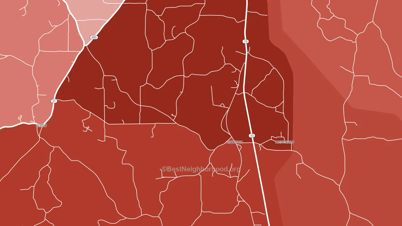 Linwood, MS block-group political-lean map