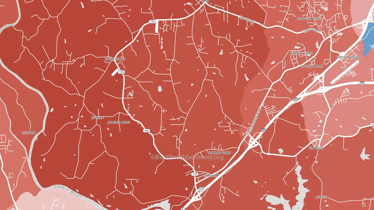 Linwood, NC block-group political-lean map