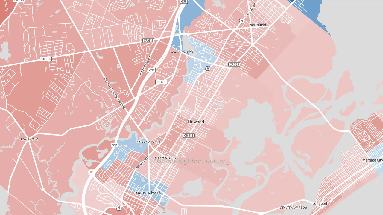 Linwood, NJ block-group political-lean map