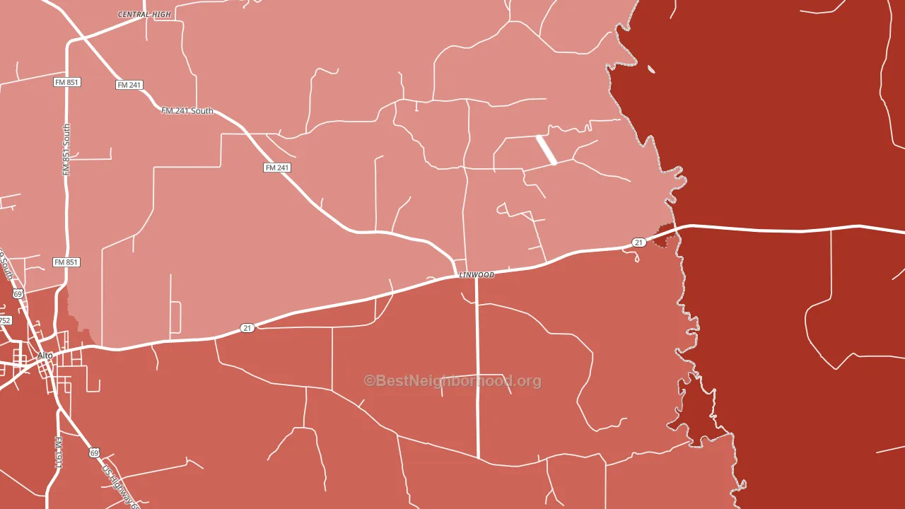 Linwood, TX block-group political-lean map