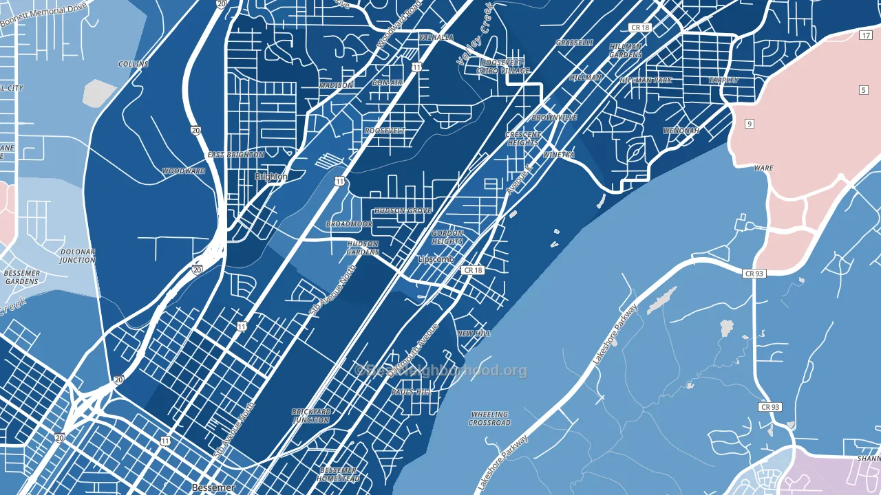 Lipscomb, AL block-group political-lean map