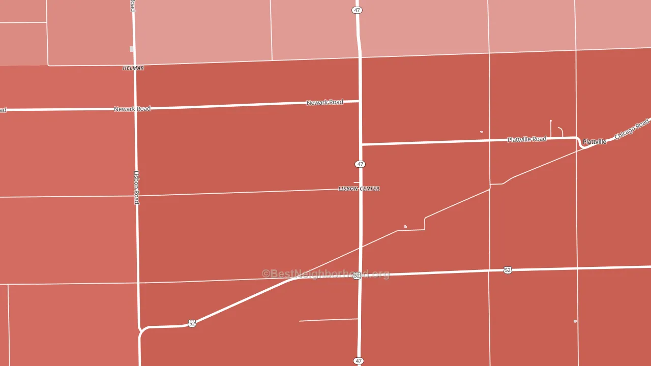 Lisbon Center, IL block-group political-lean map