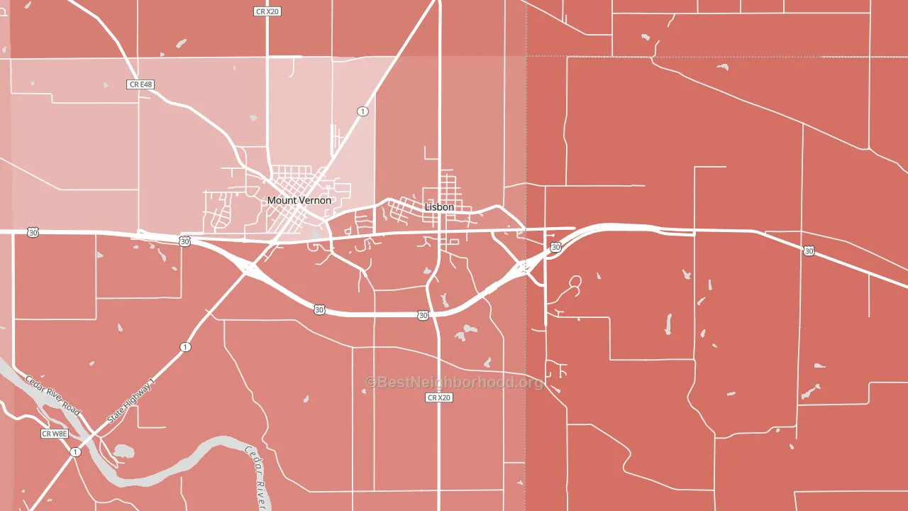 Lisbon, IA block-group political-lean map