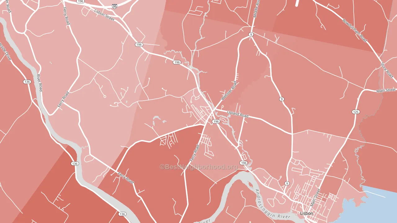 Lisbon, ME block-group political-lean map