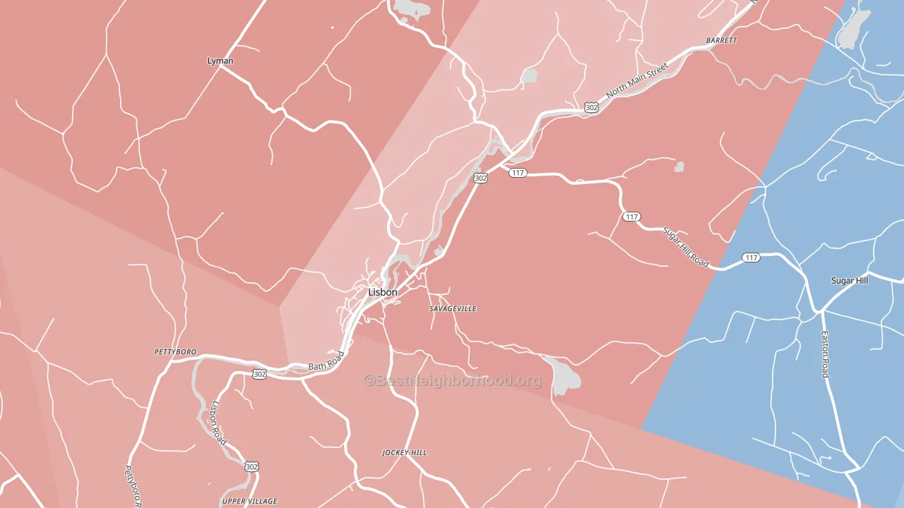 Lisbon, NH block-group political-lean map