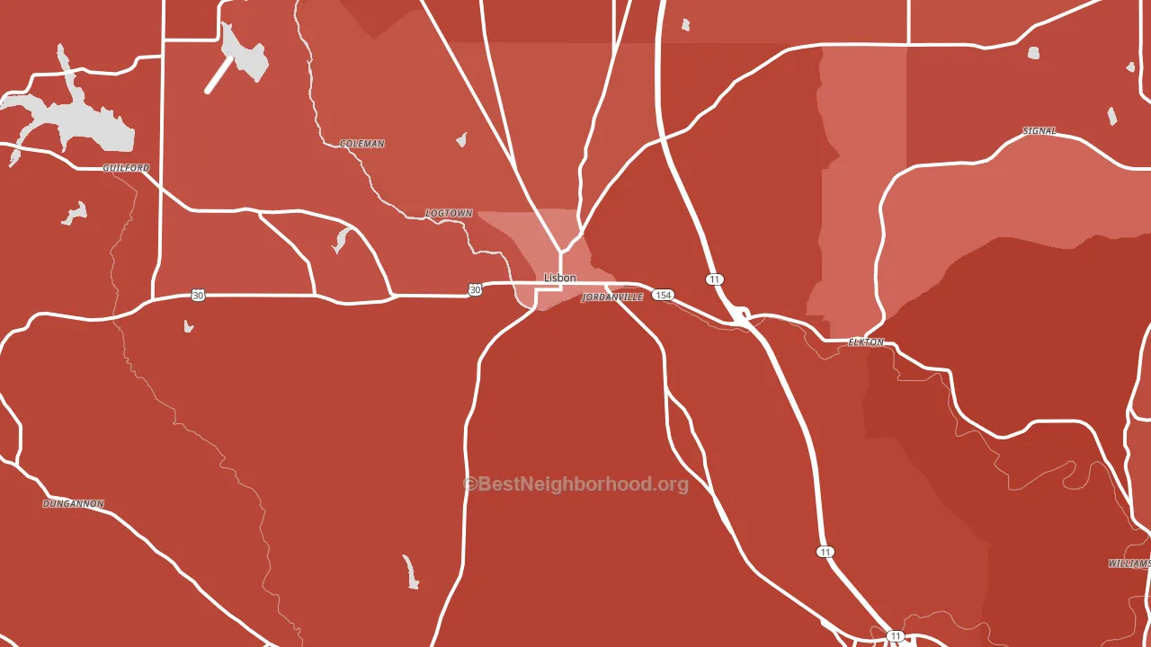 Lisbon, OH block-group political-lean map
