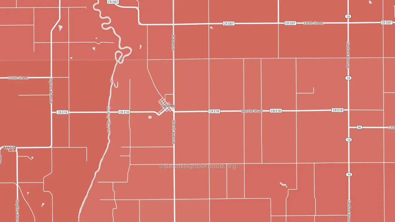 Liscomb, IA block-group political-lean map
