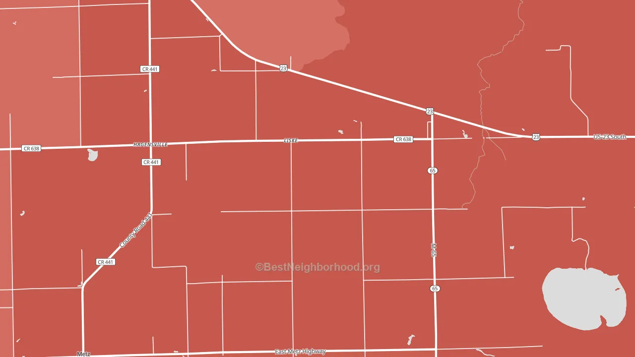 Liske, MI block-group political-lean map
