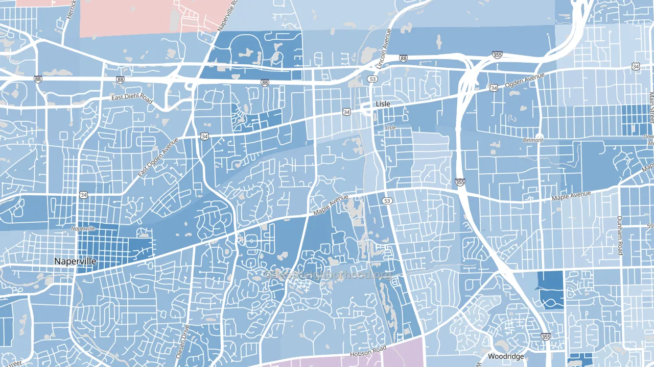 Lisle, IL block-group political-lean map