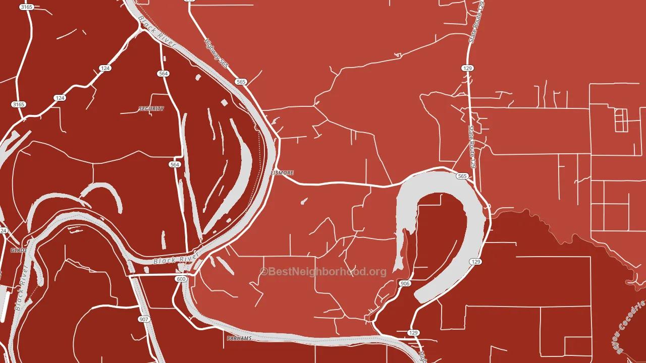 Lismore, LA block-group political-lean map