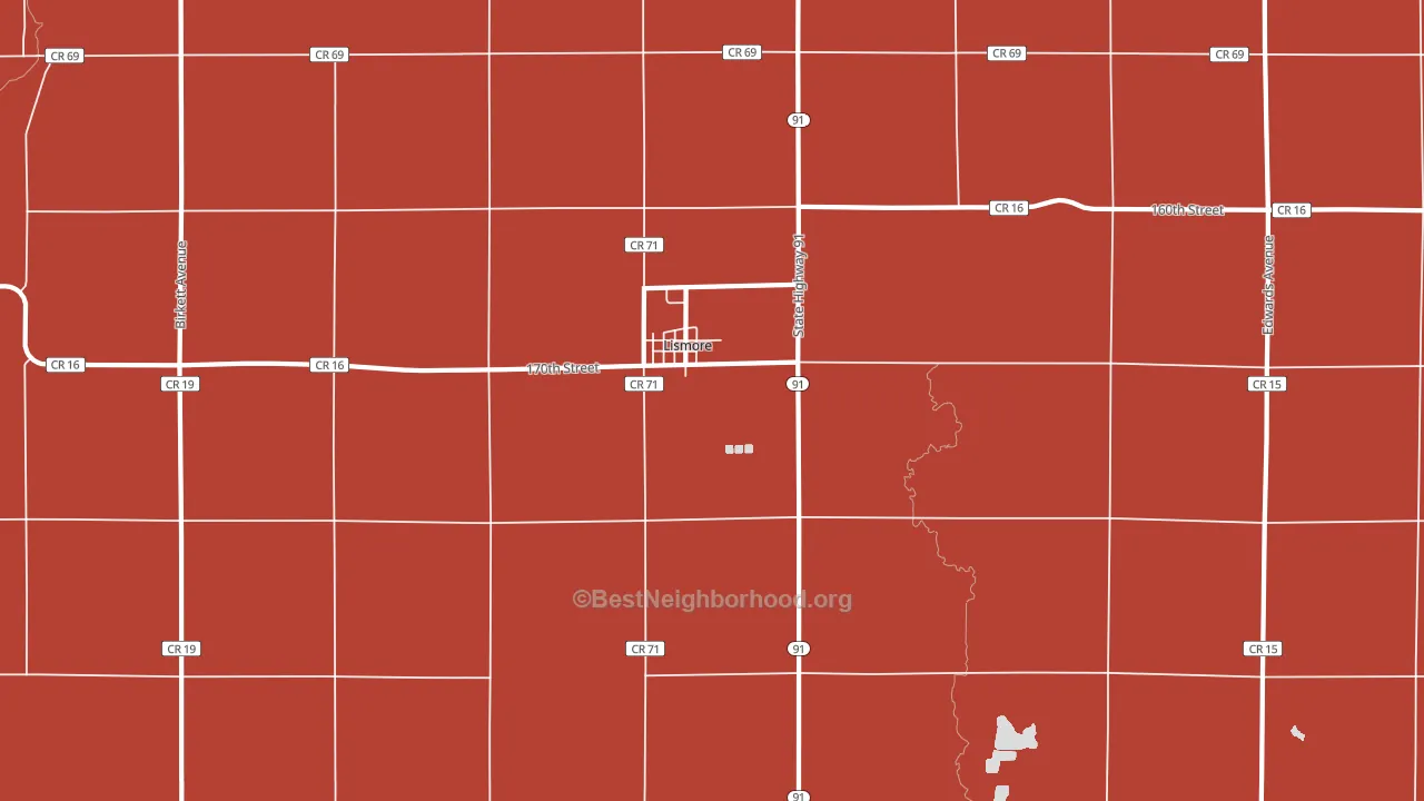 Lismore, MN block-group political-lean map