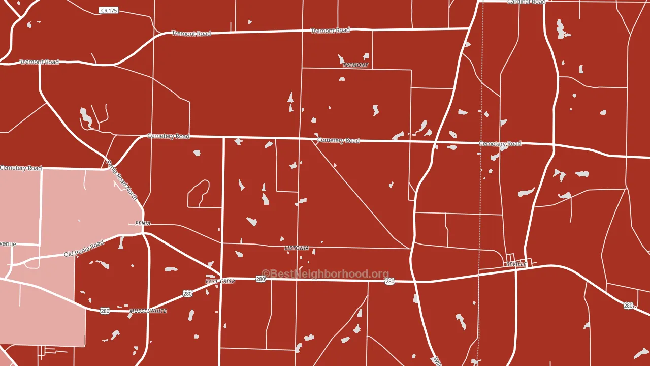 Listonia, GA block-group political-lean map